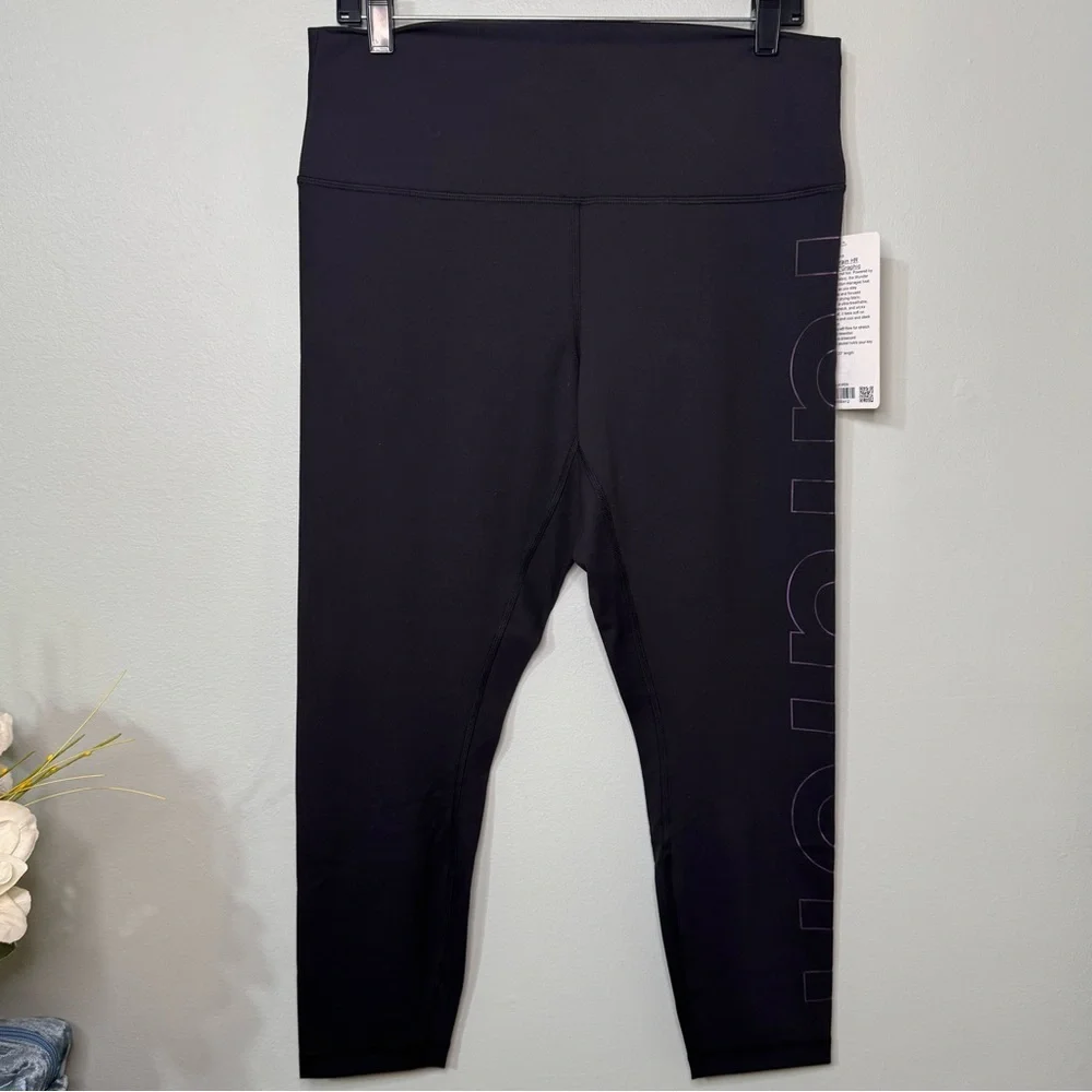 Lululemon Wunder Train High Rise Tight Athletic Legging Black Graphic Logo NWT